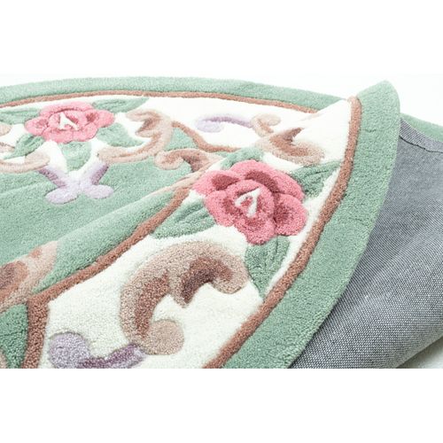 Tapis Tufté Main Avec Bordure En Design Aubusson - Ming 150x150 Cm - Vert