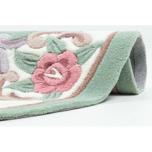 Tapis Tufté Main Avec Bordure En Design Aubusson - Ming 150x150 Cm - Vert