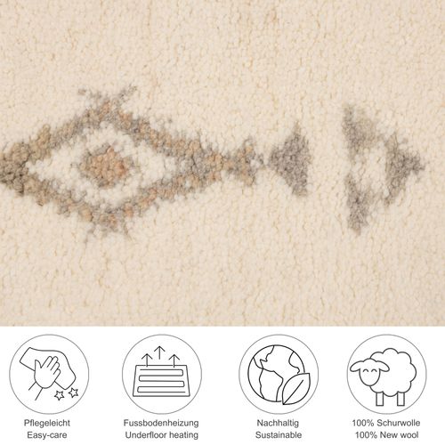 Tapis Berbère Original En Laine Hadj 120x180 Cm - Blanc