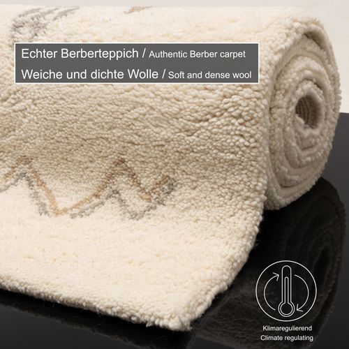 Tapis Berbère Original En Laine Hadj 120x180 Cm - Blanc