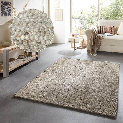 Tapis En Laine Réversible Alm-glück 190x290 Cm - Sable