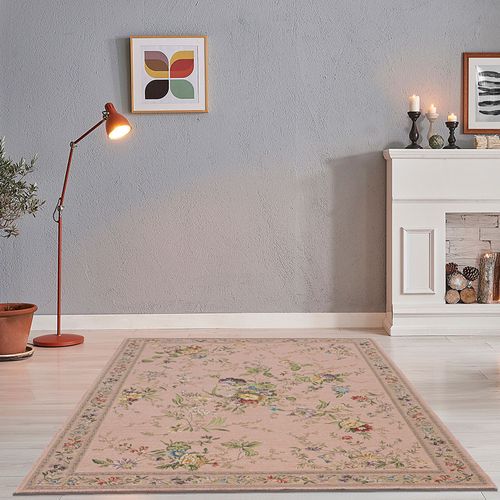 Tapis Floral Tissé Plat Flomi 60x90 Cm - Rose
