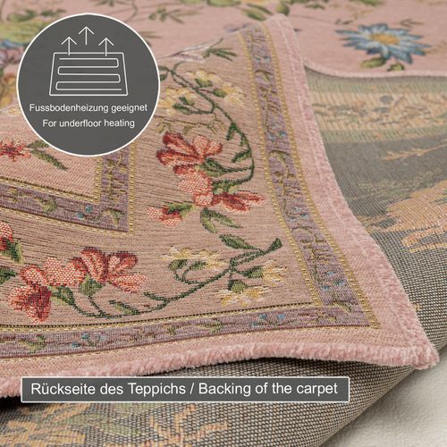 Tapis Floral Tissé Plat Flomi 60x90 Cm - Rose
