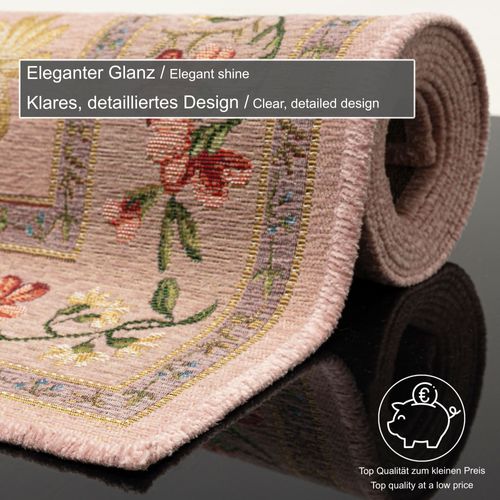 Tapis Floral Tissé Plat Flomi 80x150 Cm - Rose