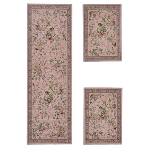 Tapis Floral Tissé Plat Flomi 70x400 Cm - Rose