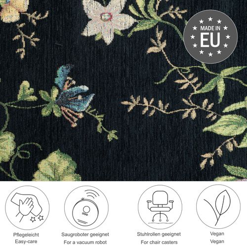 Tapis Floral Tissé Plat Flomi 70x120 Cm - Noir