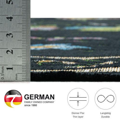 Tapis Floral Tissé Plat Flomi 140x200 Cm - Noir