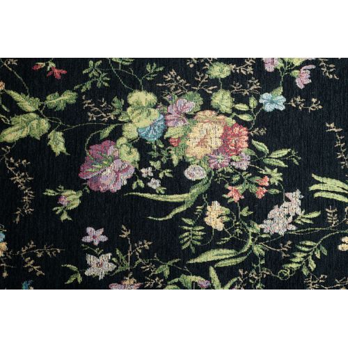 Tapis Floral Tissé Plat Flomi 70x400 Cm - Noir