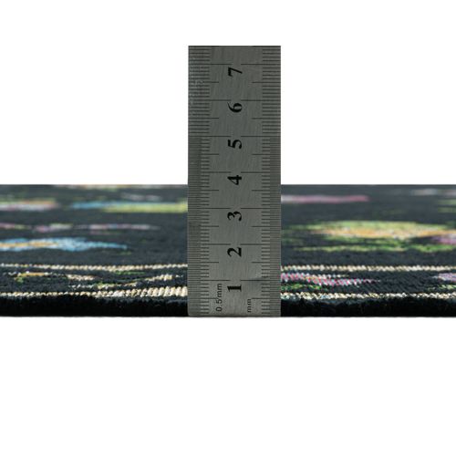 Tapis Floral Tissé Plat Flomi 70x400 Cm - Noir