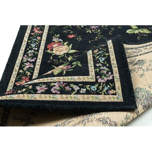 Tapis Floral Tissé Plat Flomi 70x400 Cm - Noir