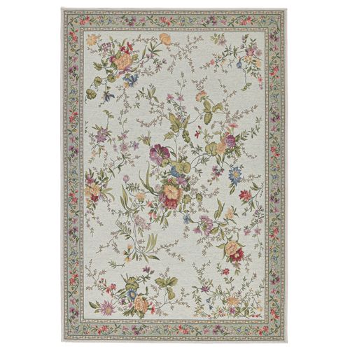 Tapis Floral Tissé Plat Flomi 70x120 Cm - Menthe