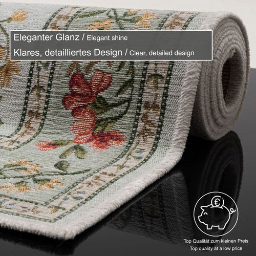 Tapis Floral Tissé Plat Flomi 120x170 Cm - Menthe