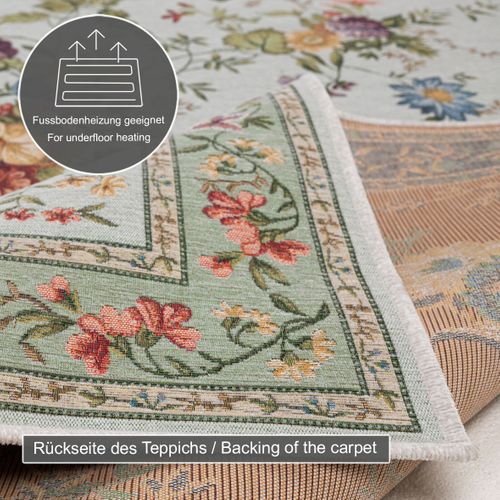 Tapis Floral Tissé Plat Flomi 200x290 Cm - Menthe