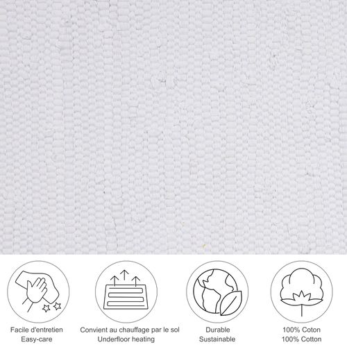 Tapis Réversible En Coton Happy Cotton 70x140 Cm - Blanc