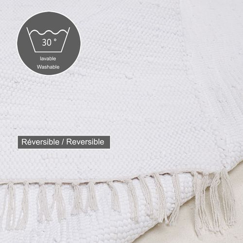 Tapis Réversible En Coton Happy Cotton 90x160 Cm - Blanc