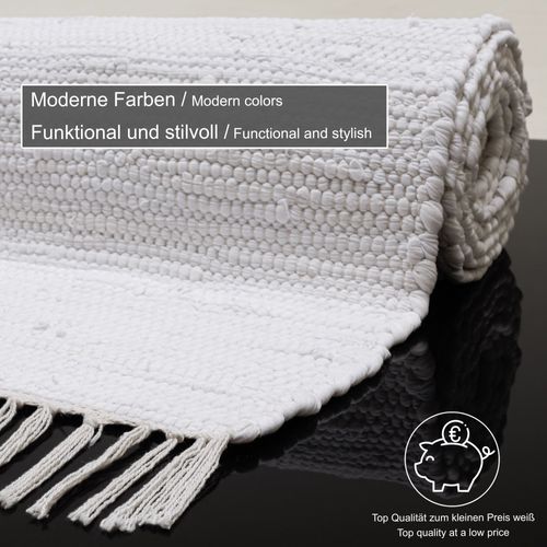 Tapis Réversible En Coton Happy Cotton 90x160 Cm - Blanc