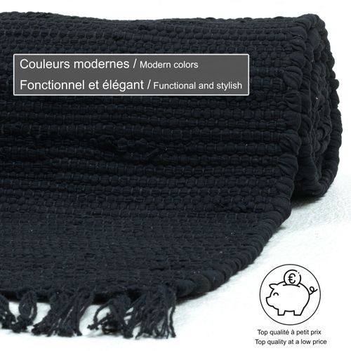 Tapis Réversible En Coton Happy Cotton 70x140 Cm - Noir