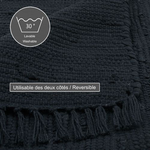 Tapis Réversible En Coton Happy Cotton 70x250 Cm - Noir