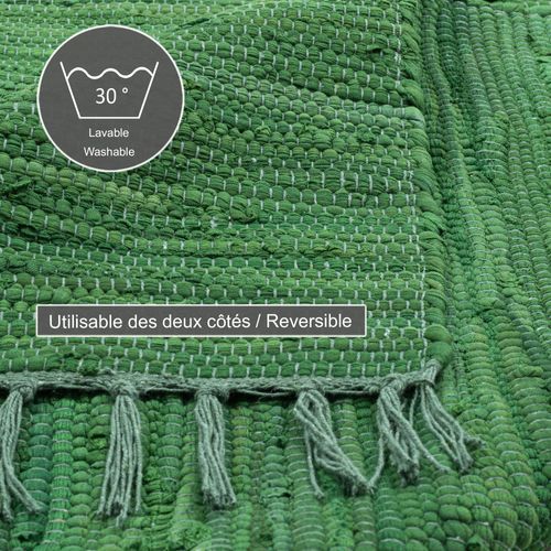 Tapis Réversible En Coton Happy Cotton 60x120 Cm - Vert Foncé