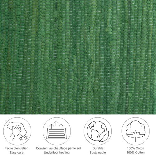 Tapis Réversible En Coton Happy Cotton 70x140 Cm - Vert Foncé