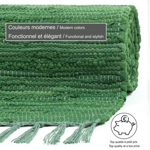 Tapis Réversible En Coton Happy Cotton 90x160 Cm - Vert Foncé