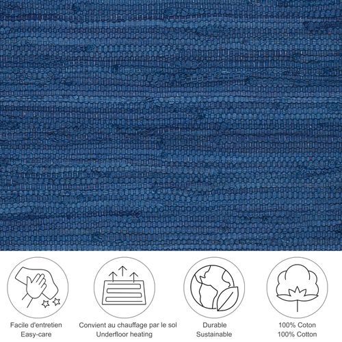 Tapis Réversible En Coton Happy Cotton 90x160 Cm - Bleu