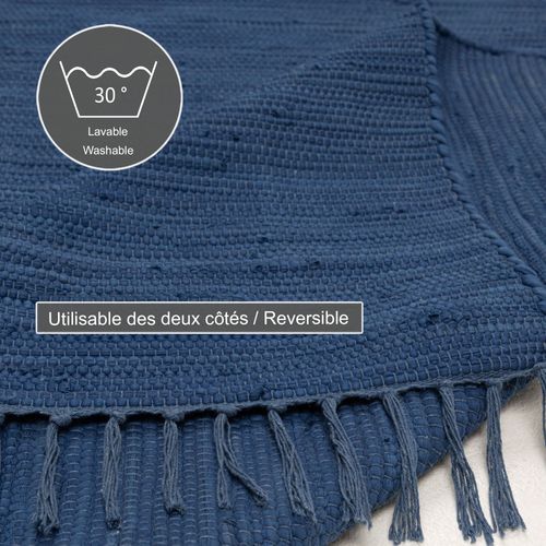 Tapis Réversible En Coton Happy Cotton 90x160 Cm - Bleu