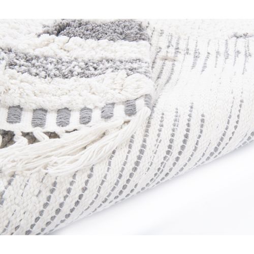 Tapis De Bain Lavable à Franges  Ethno Bath 70x120 Cm - Blanc