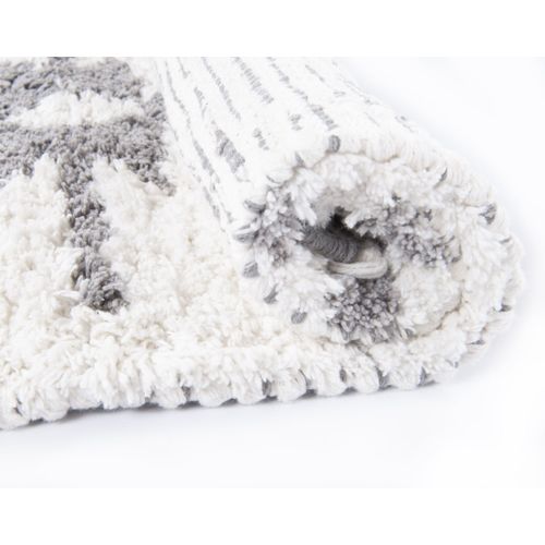 Tapis De Bain Lavable à Franges  Ethno Bath 70x120 Cm - Blanc