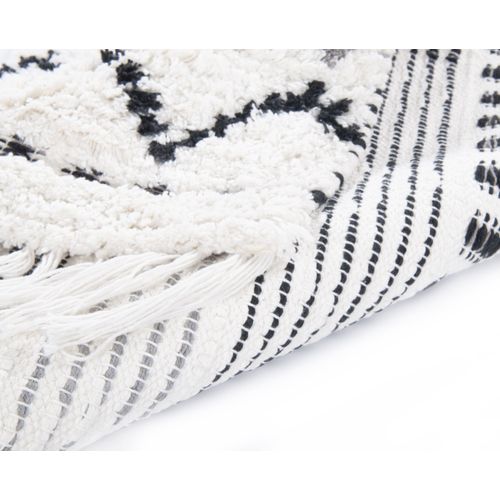 Tapis De Bain Lavable à Franges Ethno Bath 70x120 Cm - Blanc