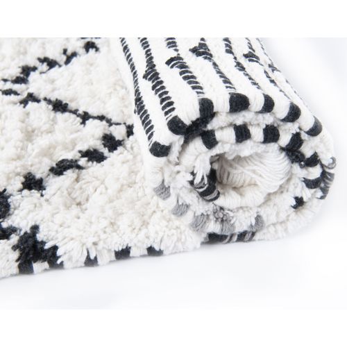 Tapis De Bain Lavable à Franges Ethno Bath 70x160 Cm - Blanc