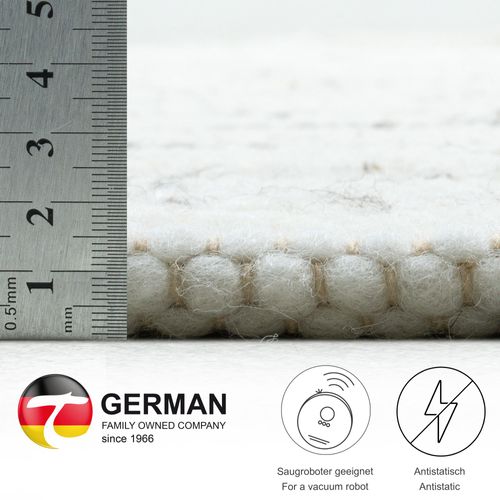 Tapis En Laine Réversible Alm-glück 70x130 Cm - Beige