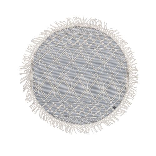 Tapis Scandinave Tissé Main Colored Macramé 140x140 Cm - Bleu