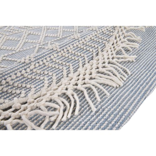 Tapis Scandinave Tissé Main Colored Macramé 140x140 Cm - Bleu
