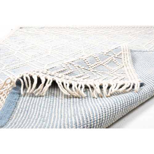 Tapis Scandinave Tissé Main Colored Macramé 190x290 Cm - Bleu