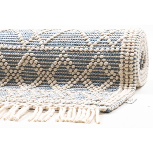 Tapis Scandinave Tissé Main Colored Macramé 190x290 Cm - Bleu