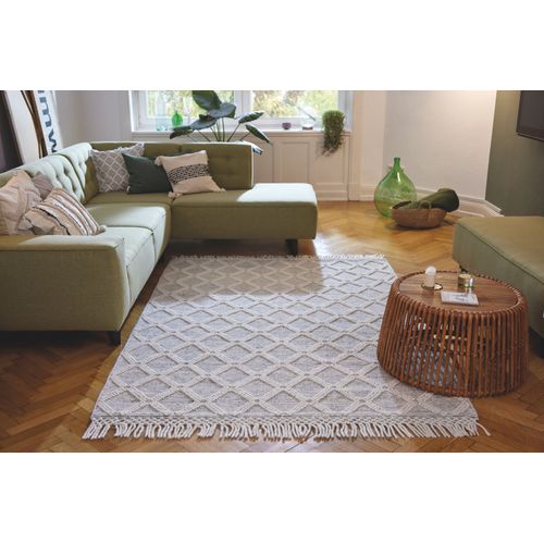 Tapis Scandinave Tissé Main Colored Macramé 65x135 Cm - Crème