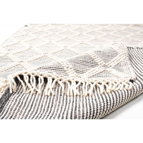 Tapis Scandinave Tissé Main Colored Macramé 65x135 Cm - Crème