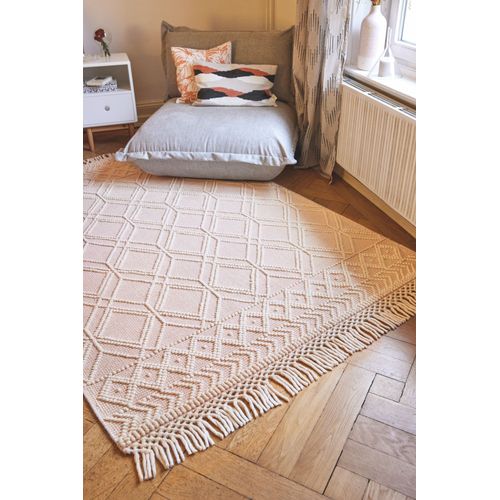 Tapis Scandinave Tissé Main Colored Macramé 65x135 Cm - Rose