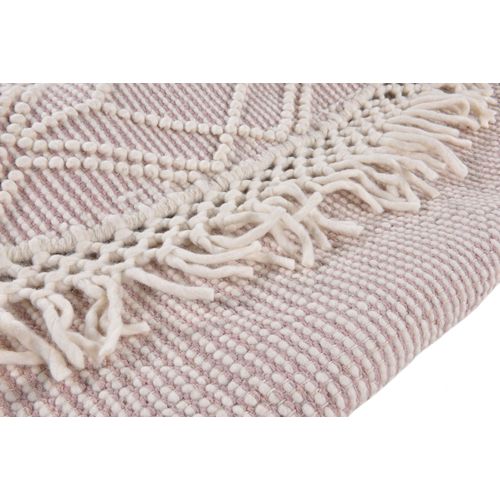 Tapis Scandinave Tissé Main Colored Macramé 140x140 Cm - Rose