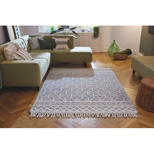 Tapis Scandinave Tissé Main Colored Macramé 140x200 Cm - Gris