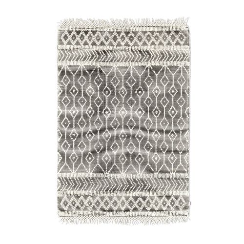 Tapis Scandinave Tissé Main Colored Macramé 190x290 Cm - Gris