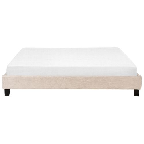 Lit Sans Tête De Lit Tissu Roanne 180 X 200 Cm Beige