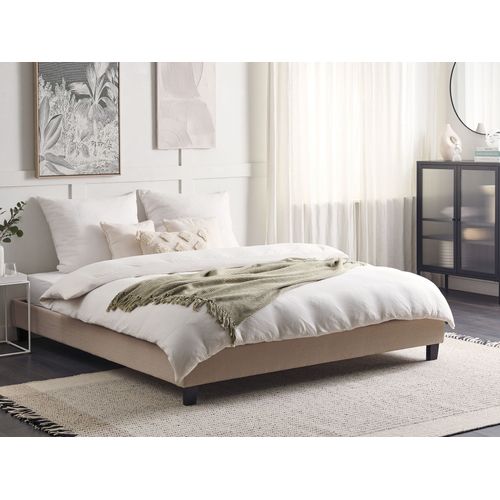 Lit Sans Tête De Lit Tissu Roanne 180 X 200 Cm Beige