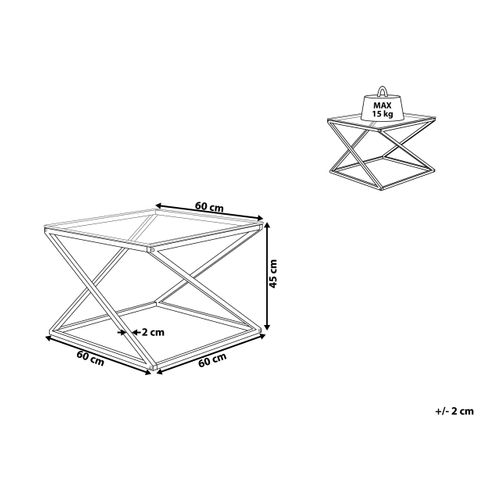 Table Basse Argentée Avec Plateau En Verre Beverly