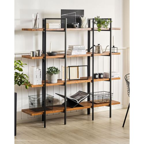 Bibliothèque 4 Étagères Bois Foncé Compton