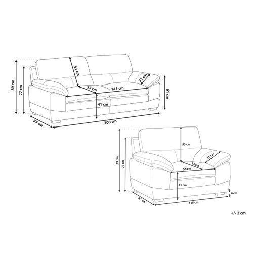 Ensemble Canapé Et Fauteuil En Cuir Marron Doré 4 Places Horten