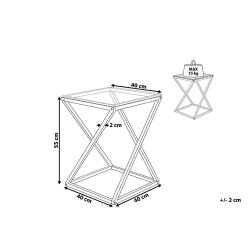 Table Appoint Argenté Avec Plateau En Verre Beverly