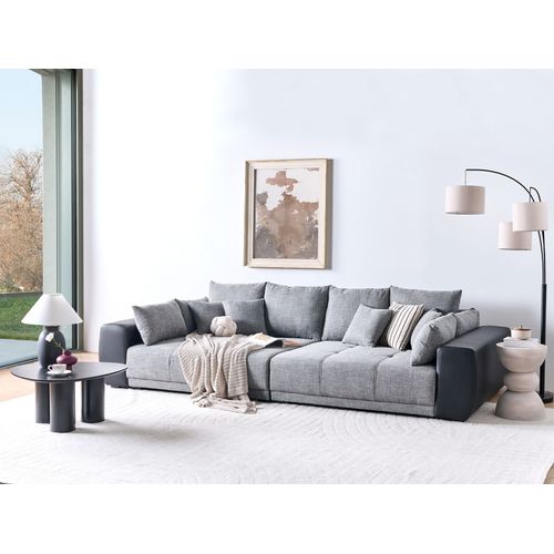 Canapé 4 Places En Tissu Gris Foncé Et Noir Torpo