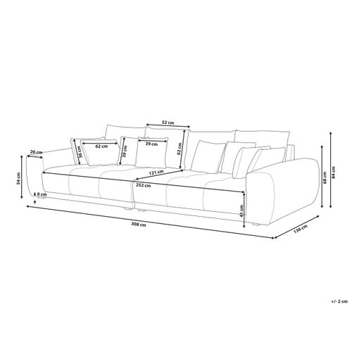 Canapé 4 Places En Tissu Gris Foncé Et Noir Torpo